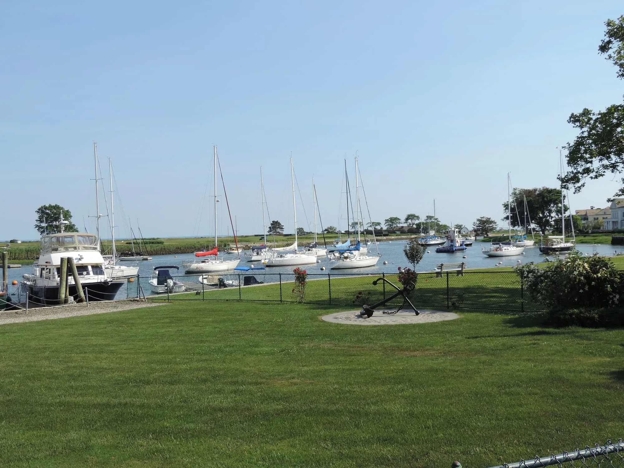 Sailboats moored in Southport Harbor, Fairfield
